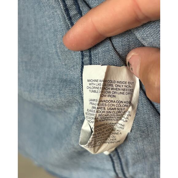 Wrangler Men’s Denim Button-Down Shirt 3XL Blue Stretch Chambray Western Casual - Picture 7 of 11